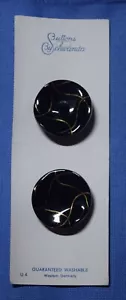 2660 Vintage Schwanda button card, 2 black, gold luster beautiful buttons - Picture 1 of 1
