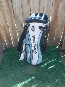 TaylorMade Golf Stand Bag Dual Strap Black/Blue 7 Way Divider w Rain Cover 35" T - Picture 1 of 10