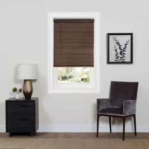 Cordless 1-Inch Room Darkening WINDOW MINI BLINDS Mahogany Brown - Picture 1 of 9