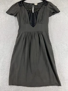Temperley London Dress Womens 8 Gray 100% Silk Keyhole Back Embroidered - Picture 1 of 14