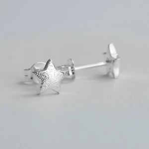 Silver Tiny Little Star Stud Earrings - Picture 1 of 2