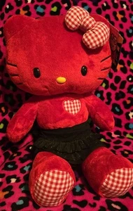 Build A Bear Sanrio Hello Kitty Red Gingham Heart 18” Bow Limited Edition - Picture 1 of 9