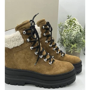 Marc Fisher Damen Pierson Lug Sole Combat Boot Leder/Lammfell Fell 6,5M Neu - Bild 1 von 18