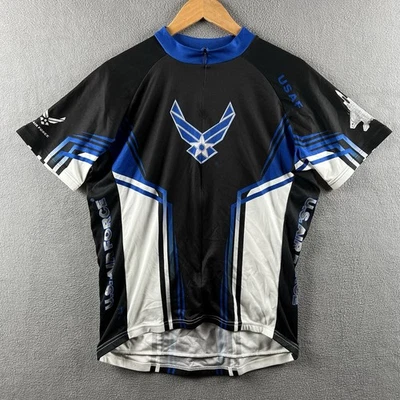 Camiseta de ciclismo Primal adulto grande azul preta 1/2 zíper manga curta US AIR FORCE - Imagem 1 de 4