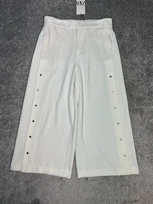 Pantalones cortos Zara pierna ancha para mujer XL blancos tiro alto botones laterales a presión nuevos Foto 1 de 4
