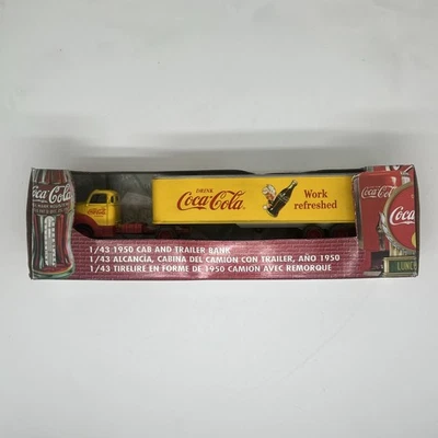 1:43 Ertl  Coca-Cola 1950 Cab & Trailer Coin Bank NOS - Image 1 of 3