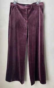 NWT Express Editor Relaxed Trouser Mid Rise Plum Purple Velvet 8S - Picture 1 of 15