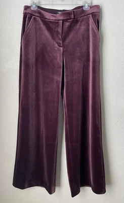 NWT Express Editor Relaxed Trouser Mid Rise Plum Purple Velvet 8S - Image 1 of 4