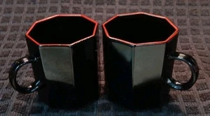 2 tazas de café Arcoroc France negras francesas de 4 oz capuchino octágono - Imagen 1 de 8