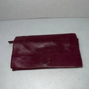 Latico NJ burgunderrote weiche Leder-Geldbörse mit Doppelfaltung 7" x 4" Blumenmuster innen - Bild 1 von 11