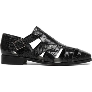 Stacy Adams Calandro Black Croco/Lizard Print Leather City Sandal (US Men Size) - Picture 1 of 8