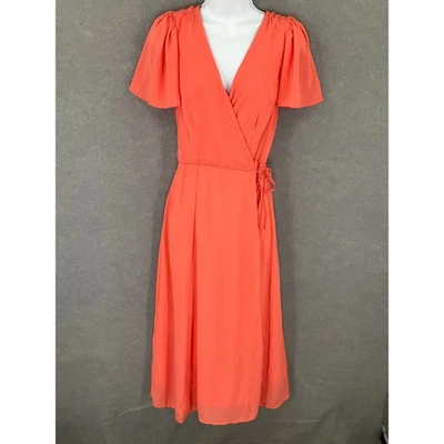 Vestido midi envolvente Abercrombie & Fitch coral manga acampanada para mujer talla S Foto 1 de 4