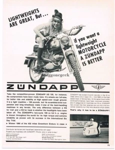 1966 Zundapp KS 100 Motorcycle Girl Wearing Lederhosen Vintage Print Ad - Picture 1 of 1