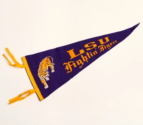 Vintage LSU Tigers Louisiana State University 23" Felt Pennant w/ Mike the Tiger Cover