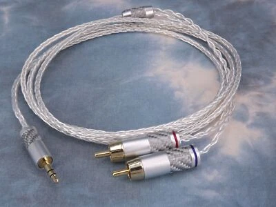 Maze Audio Reference Series Silver Braided RCA to 3.5mm Headphone/Aux 1/2 meter