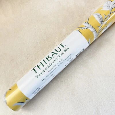 Thibaut T14206 Pagoda Garden Yellow Imperial Garden Wallpaper Double Roll NEW - Image 1 of 4