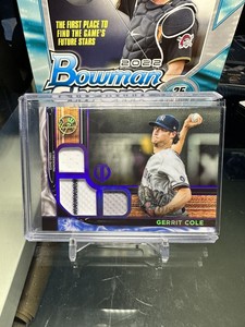2022 Topps Tribute Baseball Gerrit Cole Triple Relic Purple 42/50 #TTR-GC