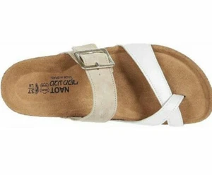 Naot womens Fresno leather slide sandal white pearl sandstone New size 6 - Picture 1 of 7