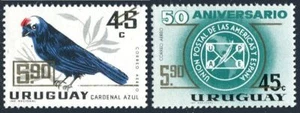 Uruguay C320-C321, MNH. Mi 1090-1091. New value surcharged, Birds 1967: Tanager. - Picture 1 of 1