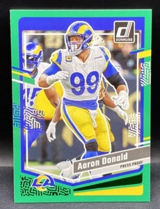 2023 Donruss Aaron Donald 162 Press Proof Green   Los Angeles Rams - Picture 1 of 3