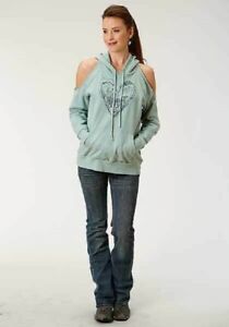 Roper Women's SAGE GREEN FRENCH TERRY SWEATSHIRT w/ Hood hoodie Size S M L XL