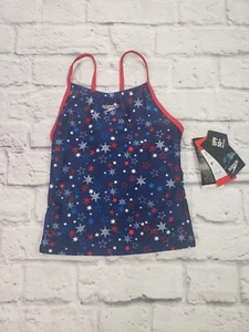 Speedo Girls Size 8 Tankini Swimsuit Top Navy Patriotic Stars - Picture 1 of 2