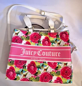 Juicy Couture Schultertasche mit Crossbody verstellbarer Riemen Rosen Motiv Handtasche - Bild 1 von 7