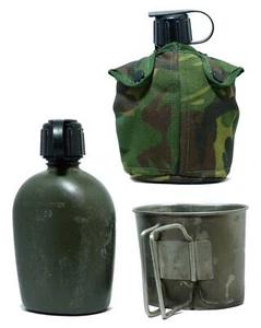 Cantina excedente del ejército holandés 1 litro bolsa de taza de metal desorden de correas - Imagen 1 de 5