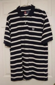 Chaps kurzärmeliges Poloshirt Herren Größe Large Marineblau/Weiß Streifen 100 % Baumwolle Neu mit Etikett - Bild 1 von 12