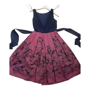 Jessica Howard Wmns Gr. 12 Kleid ärmellos Fit and Flare V-Ausschnitt weinrot schwarz - Bild 1 von 24