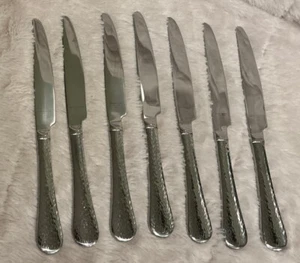 Reed & Barton RIVER Hammered Style Flatware Dinner Knives Set Of 7 - Picture 1 of 5