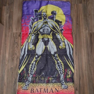 Vintage 1992 Batman Returns Double Sided Sleeping Bag DC Comics 30x75” - Image 1 of 4