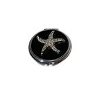 Vintage Compact Mirror Silver Black Empty Starfish 2 1/2" Dia Pre-Owned *READ*