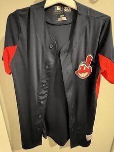 Cleveland Indians MLB TX3 COOL SHORT SLEEVE Button Up Logo Jersey Small - Picture 1 of 6