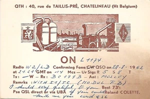 QSL Card CB HAM Radio PostCard W2LD, 1962 Taillis-Pré Chatelneau Belgium L1174 - Picture 1 of 2