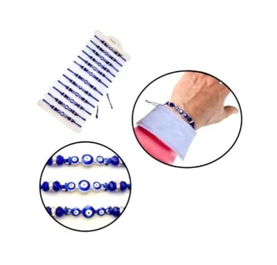 12x Armband mit Nazar Boncuk Blaue Auge Perlenoptik Arm Modeschmuck Geschenkidee - Bild 1 von 4