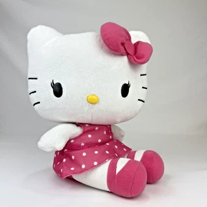 Sanrio Jakks Pacific Hello Kitty Doll Pink Polka Dot Dress Stuffed Animal 10" - Picture 1 of 9