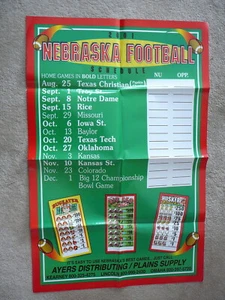 NEBRASKA CORNHUSKERS FOOTBALL 2001 SCHEDULE POSTER AYERS DIST 23.5x35.5 NM - Picture 1 of 3
