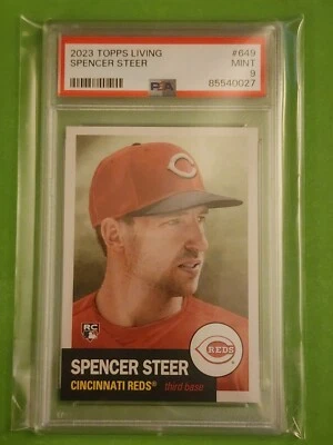 2023 TOPPS LIVING SET  649 SPENCER STEER RC REDS PSA 9 - Image 1 of 2