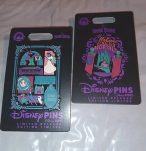 2023 Disney Parks Haunted Mansion Mini Jumbo 2 Pin Set LR Pin Leota Bride Hatbox - Picture 1 of 5