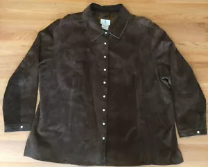 Giacca vintage anni '90 JL Studio marrone pelle scamosciata 24 W - Foto 1 di 5
