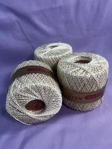 Vintage J. & P. Coats Cotton Thread Knit-Cro-Sheen Yarn Metallic Beige Lot of 3 - Picture 1 of 5