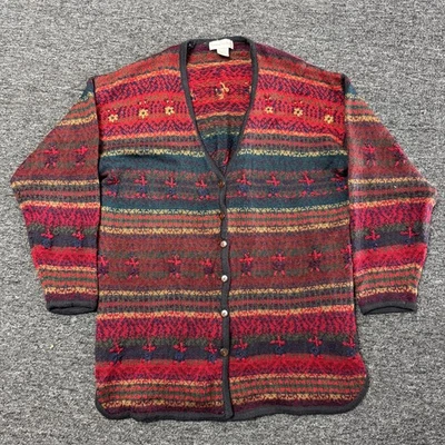 Vintage 90s Casual Corner Wool Blend Cardigan Knit Sweater - Womens Size L Red - Image 1 of 4