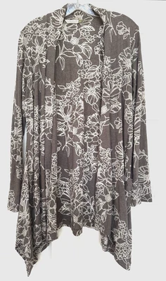 CHALET EE. UU. Plumero Abierto Largo Cárdigan Chal Cuello Lagenlook Bolsillos Marrón Gris M Foto 1 de 4