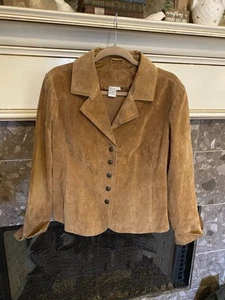 Live A Little Wildleder Lederjacke Damen Gr. L Taschen Druckknopfverschluss hellbraun camel - Bild 1 von 9