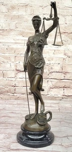Bronze Blind Lady of Justice Scales Law Lawyer Attorney Office Statue Sculpture - Picture 1 of 10