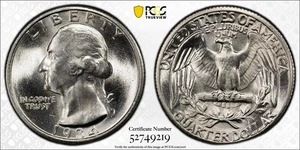 1934 P Washington Quarter PCGS MS-65 Medium Motto - Bild 1 von 1