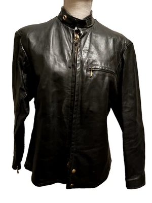 Chaqueta de moto de cuero negra vintage años 70 Top Gear Leathers de Foster & Son para mujer M? Foto 1 de 4
