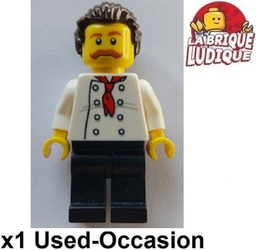 Lego Minifigure City Chef Pizza Man Red Scarf Cty0711 Used