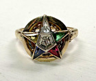 Vintage Masonic Eastern Star 10k Gold Diamond Gemstone Ring Sz 6.5 13.5mm 2.3g